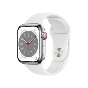 Watch Series 8 Gps + Cellular 41mm Silver Stainless Steel Case With White Sport Band Regular