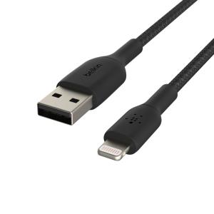 Lightning>USB-a Cable Braid 0.15m Black