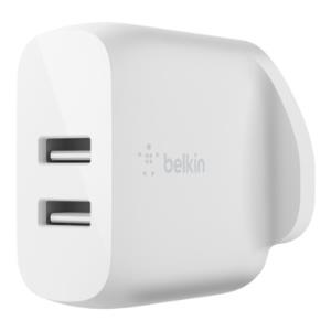Dual USB-a Wall Charger/ 12w X2 White
