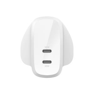 Dual 30w USB-c Wall Charger Pd 60w White