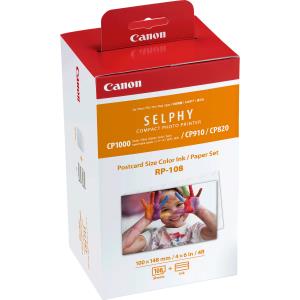 Print Ribbon Cassette And Paper Kit Rp-108 For Selphy Cp1000/ Cp910/ Cp910 Printing Kit