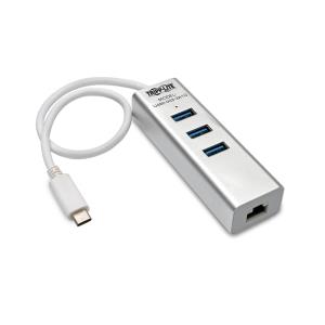 Portable USB 3.1 Gen 1 Gigabit Ethernet Adapter with 3-Port Hub Aluminum