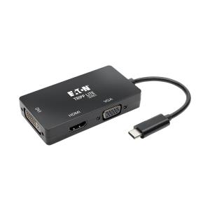 TRIPP LITE USB-C Multiport Adapter - HDMI/DVI/VGA, Thunderbolt 3, Ultra HD 4K @ 30 Hz, Black