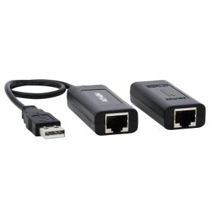 1-Port USB over Cat5/CAT6 Extender Kit with Power over Cable - USB 2.0, Up to 50m Black