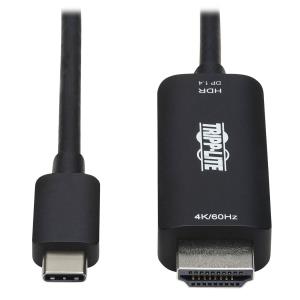 TRIPP LITE USB-C to HDMI Adapter Cable, 4K 60Hz, HDR, HDCP 2.2, DP 1.4 Alt Mode, Black 0.9m