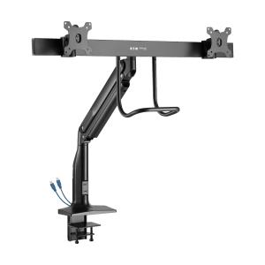 TRIPP LITE Safe-IT Precision-Placement Dual-Display Desk Clamp with Antimicrobial Tape for 17 to 35in Displays, USB Ports
