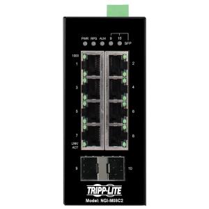 TRIPP LITE 8-Port Managed Industrial Gigabit Ethernet Switch - 10/100/1000 Mbps, 2 GbE SFP Slots, -40 to 75C, DIN Mount
