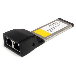 Dual Port Expresscard Gigabit Laptop Ethernet Nic Network Adapter Card