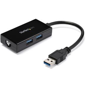 Network Adapter USB 3.0 To Gigabit With Built-in 2-port USB Hub
