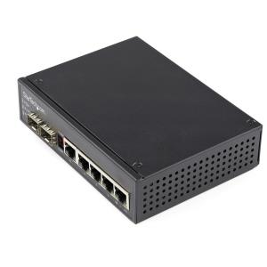 Industrial 6 Port Gigabit Ethernet Switch 4 Poe Rj45 +2 Sfp Slots 30w Poe+ 48vdc 10/100/1000 Power Over Ethernet Lan Switch