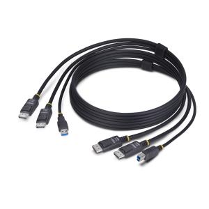 Dual-DisplayPort And USB 5gbps KVM Cable, 4k 60hz, Universally Compatible Dp 1.2/USB 3.0 1.8m