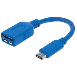 USB 3.1 Cable Gen 1, Type-C Male to Type-A Female, 5 Gbps, 15cm Blue