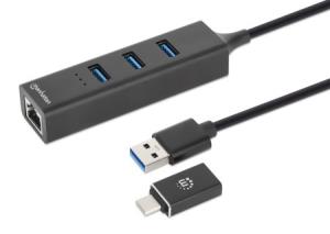 USB 3.0 Type-C/A Combo Hub 3-Port with Gigabit Ethernet Network Adapter