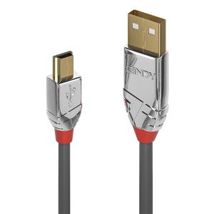 Cable - USB2.0 Type A Male To Mini Type B Male - Cromoline - 3m - Grey