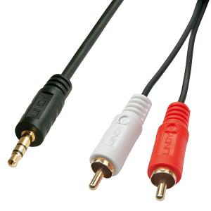 Audio Cable Premium - 2 X Phono/rca Male To 3.5mm Jack Male - 2m - Black