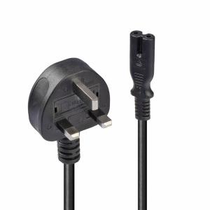 Extension Cable - Uk 3 Pin Plug To Iec C7 - 3m - Black
