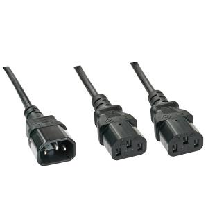 Splitter Extension Cable - 1 X Iec C14 To 2 X Iec X13  - Black - 1m
