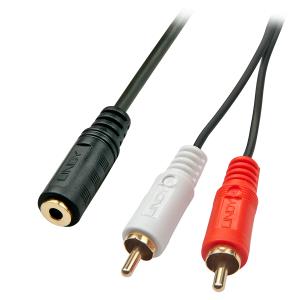 Adapter Cable Audio/video - 3.5mm Jack Male - 2xrca Female - Black - 25cm