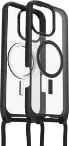 iPhone 16 Pro Max Case with Strap - React Series Necklace Magsafe - Black Crystal (Clear/Black) - ProPack
